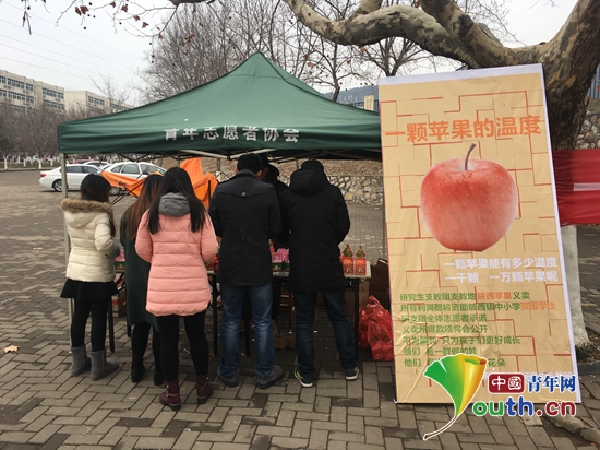 江苏师大研支团义卖苹果送舌尖上的温暖