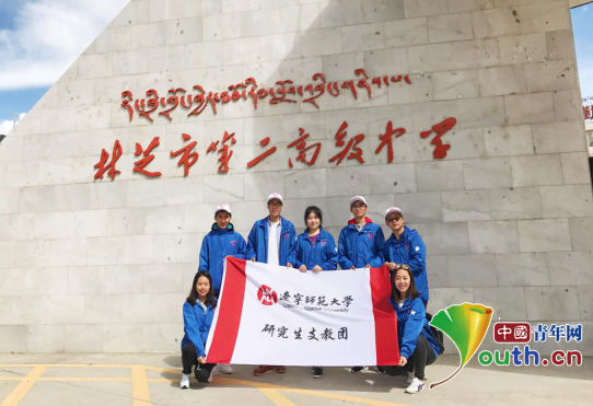 辽宁师范大学研支团成员在林芝市第二高中合影.孟婷 供图