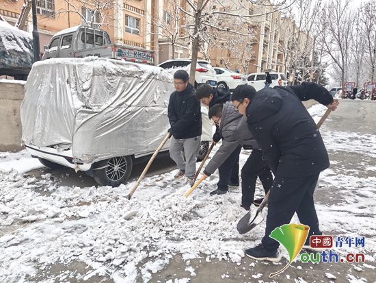 澤普縣西部計劃志願者開展清雪除冰服務活動